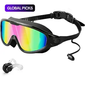 Anti-fog Swimming Goggles, Anti-UV Swimming Goggles with Ear Plugs, Swim Glasses for Men Women Youth, Water Sports Equipment