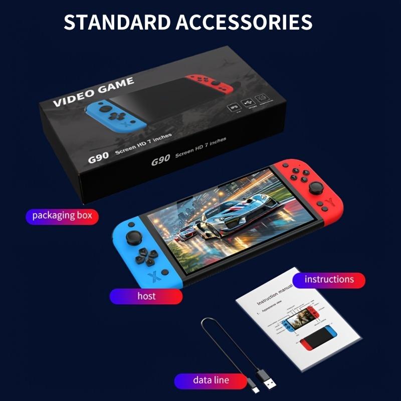 New G90 Handheld Game Console, 7 Inch IPS Screen, USB Interface, Portable Home Arcade, Blue Colors