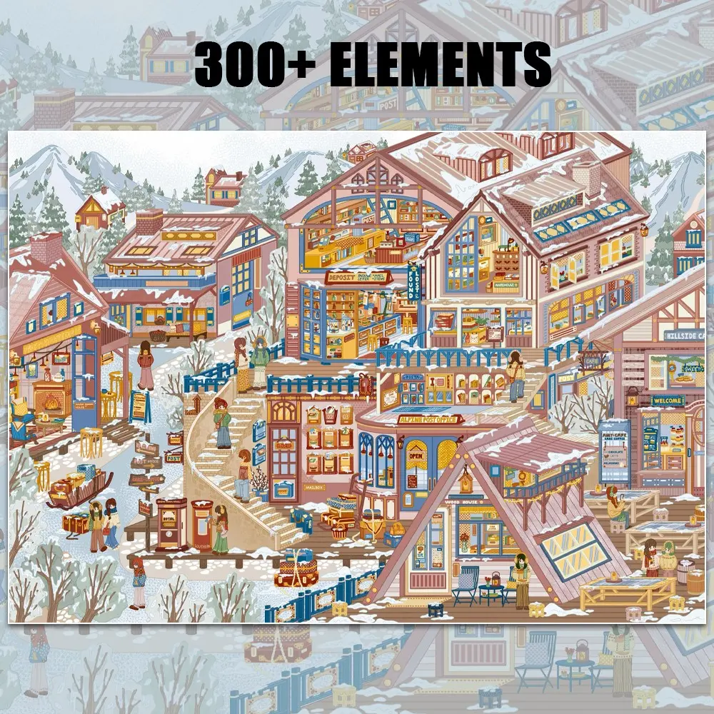 Snowy Mountain Town Stackable Scene Stickers Set – Majestic Alpine Peaks with Cozy Chalets, Pine Forests & Twinkling Village Lights Layered Decals for DIY Scrapbooking, Planner, Journaling & Craft Decoration