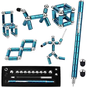 Magnetic Fidget Pen Decompression Fidget Toy Relieve Pressure Novel Toy Gifts for Kids or Friends (Blue)