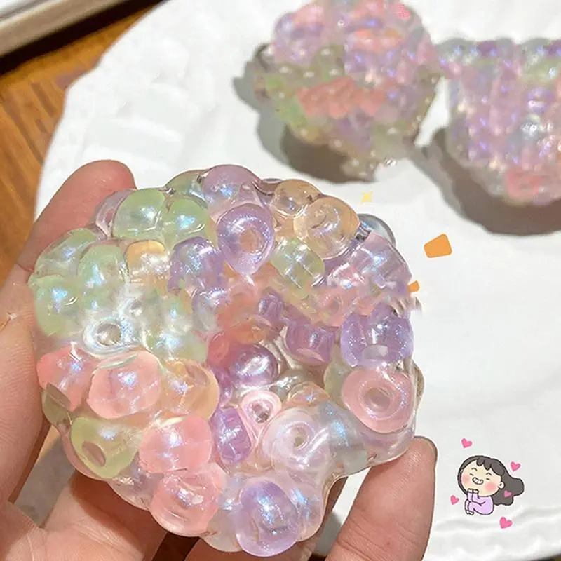 Transparent Colorful Beads Pearl Noisy Ball Toys Stress Relieving Toys Voice-activated Pearls Ball Pinch Music Office Fidget Toy