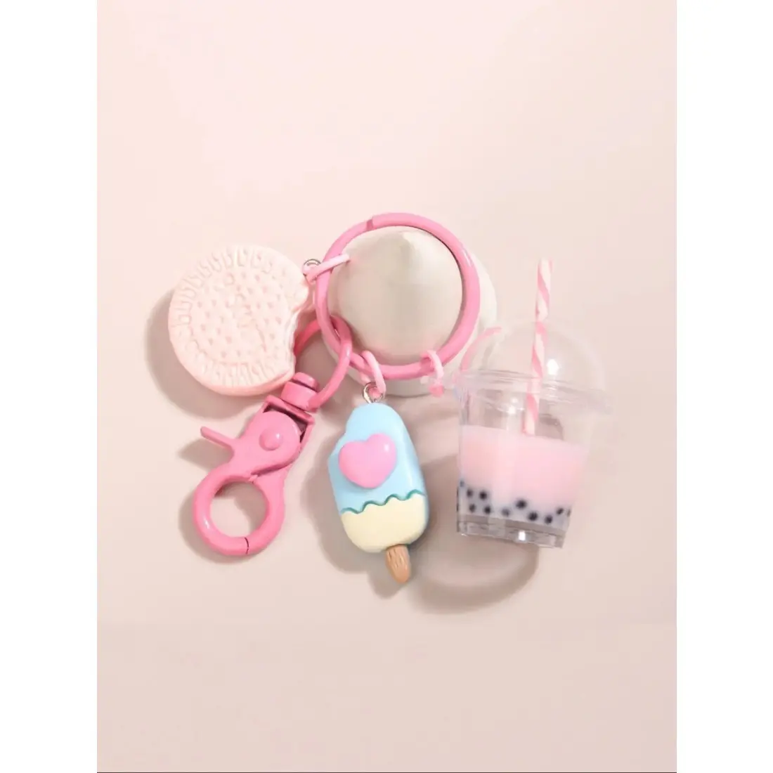 Cute Cartoon Bubble Milk Tea & Ice Cream & Biscuit Shaped Keychain, Bag Charm, Trendy Cute Keychain, Fashion Cute Soft Keychains for Women & Girls, Cute Charms Keychain, Cute Keychain Accessory, Keychain Kawaii