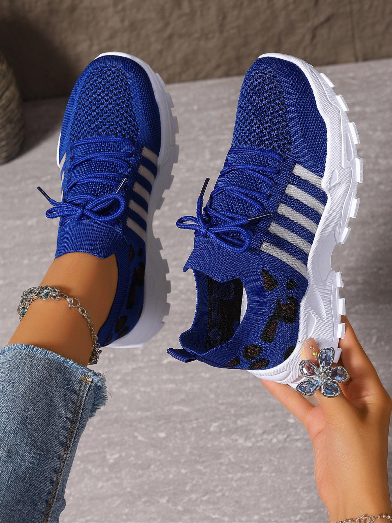 Women's Fashionable Leopard Print Lace Up Low Top Sneakers, Casual Comfortable Breathable Sports Athletic Running Shoess, All-match Basic Shoes for Daily Wear, Sporty Running Shoes