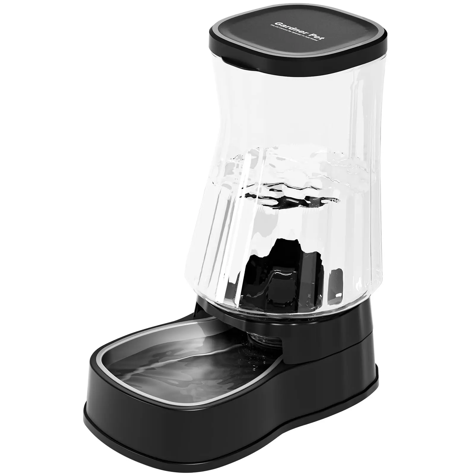 Gardner Pet Automatic Gravity Water Dispenser for Dogs, 1.6 Gallon Large Dog Water Bowl Dispenser with Stainless Steel, 100% BPA-Free Pet Water Fountain with Filter for Dogs, Cats, Puppies (Black)