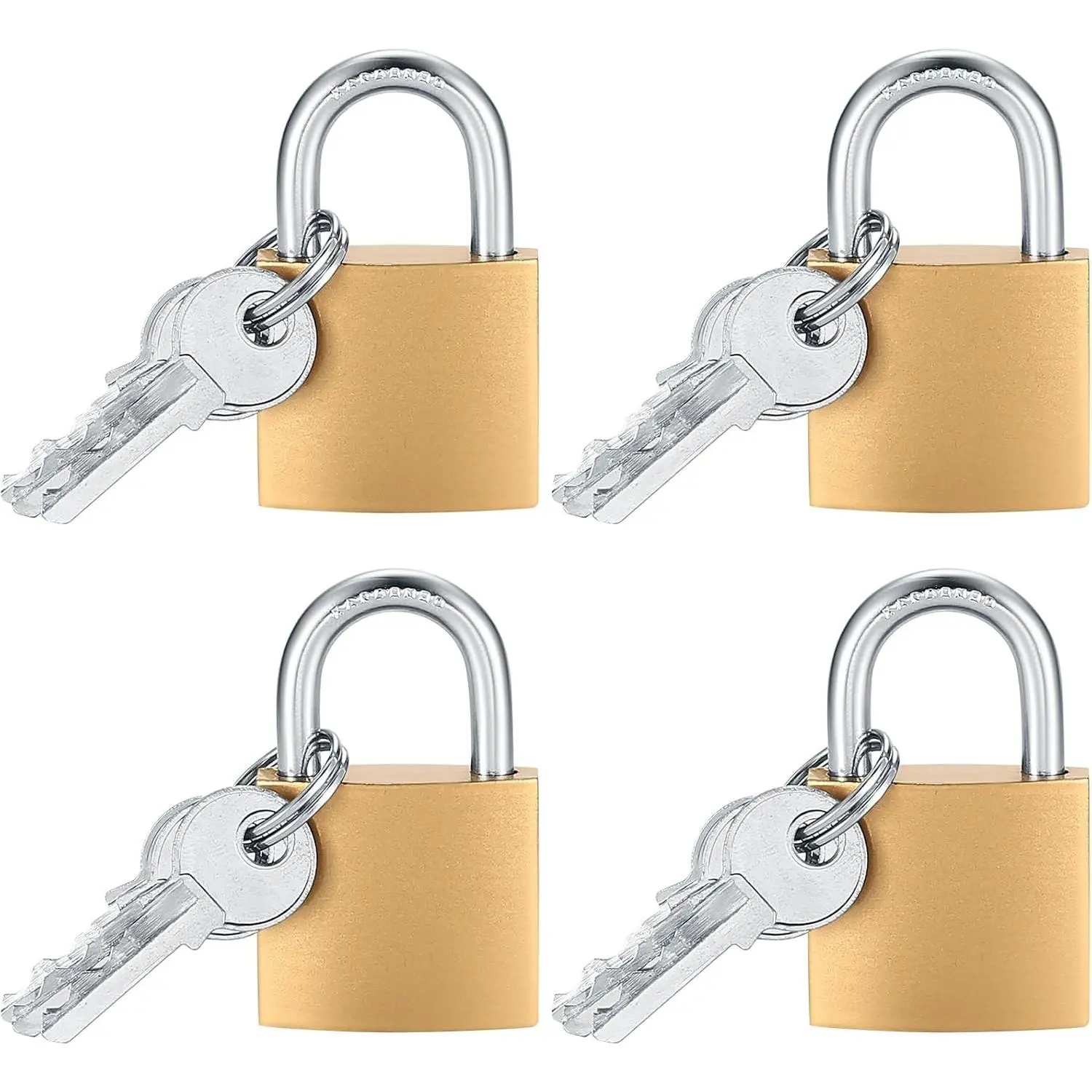 4 Pack Solid Brass Keyed Padlocks with Same Key, Small Locks for Lockers, Toolbox, Sheds, Storage Unit, Gym, FenceGift