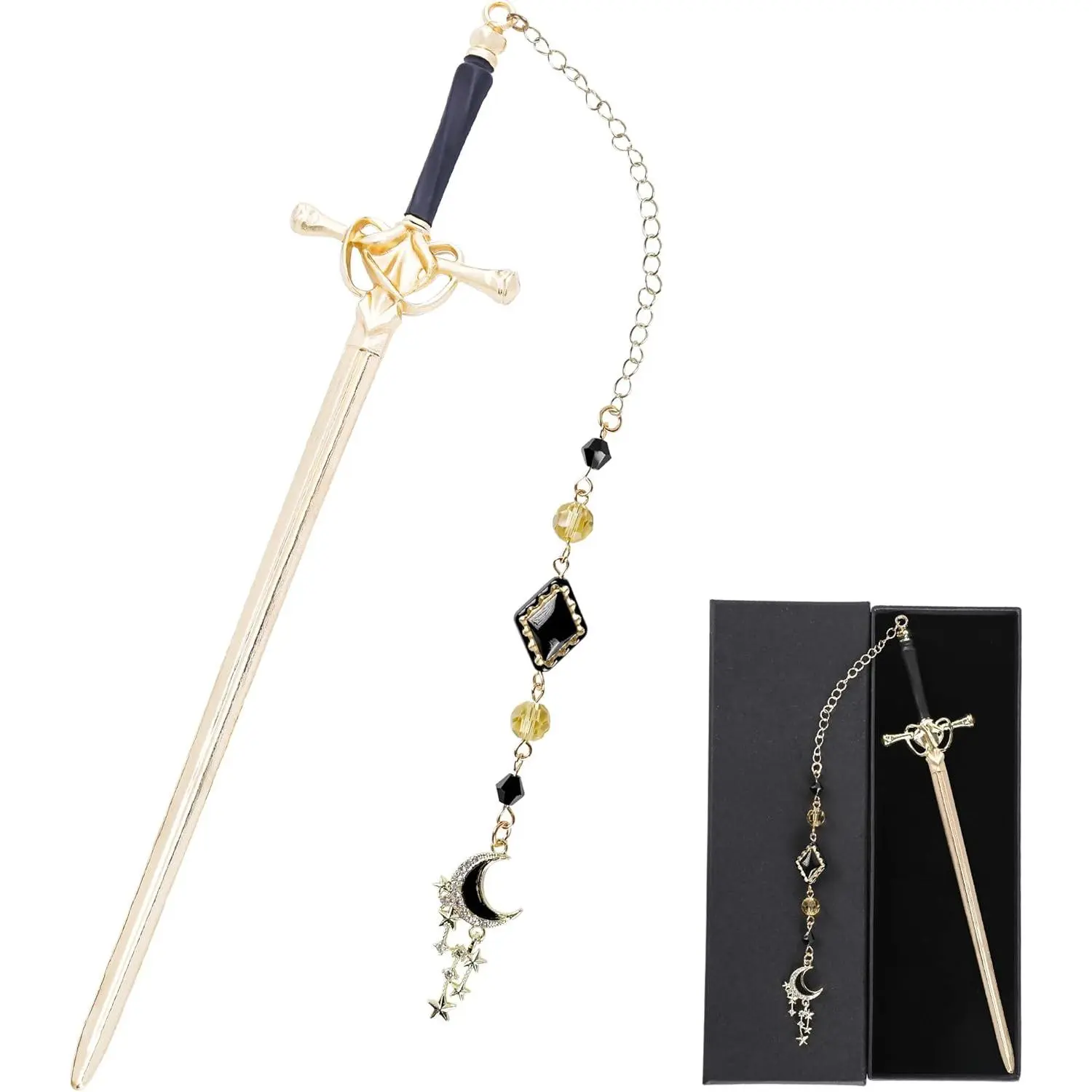 Charm Acotar Sword Bookmark - Fantasy  Metal Book Marks Page Mark with  Beads Moon Stars Charms for Women Men Students Teachers Reader Reading Lovers Birthday Gifts Accessories