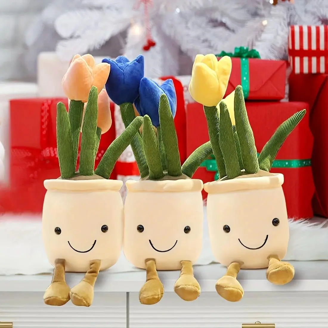Flower Plush Toy 35cm - Multi-Color Soft Plushie, Cute Desk Decor, Gift for Plant Lovers, Stuffed Animal for Children