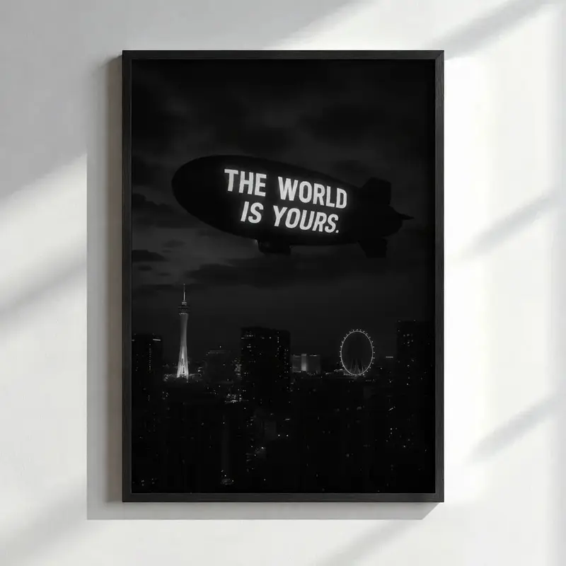 "The World Is Yours" Motivational Poster |     Inspirational Canvas Wall Art for Home, Gym & Office