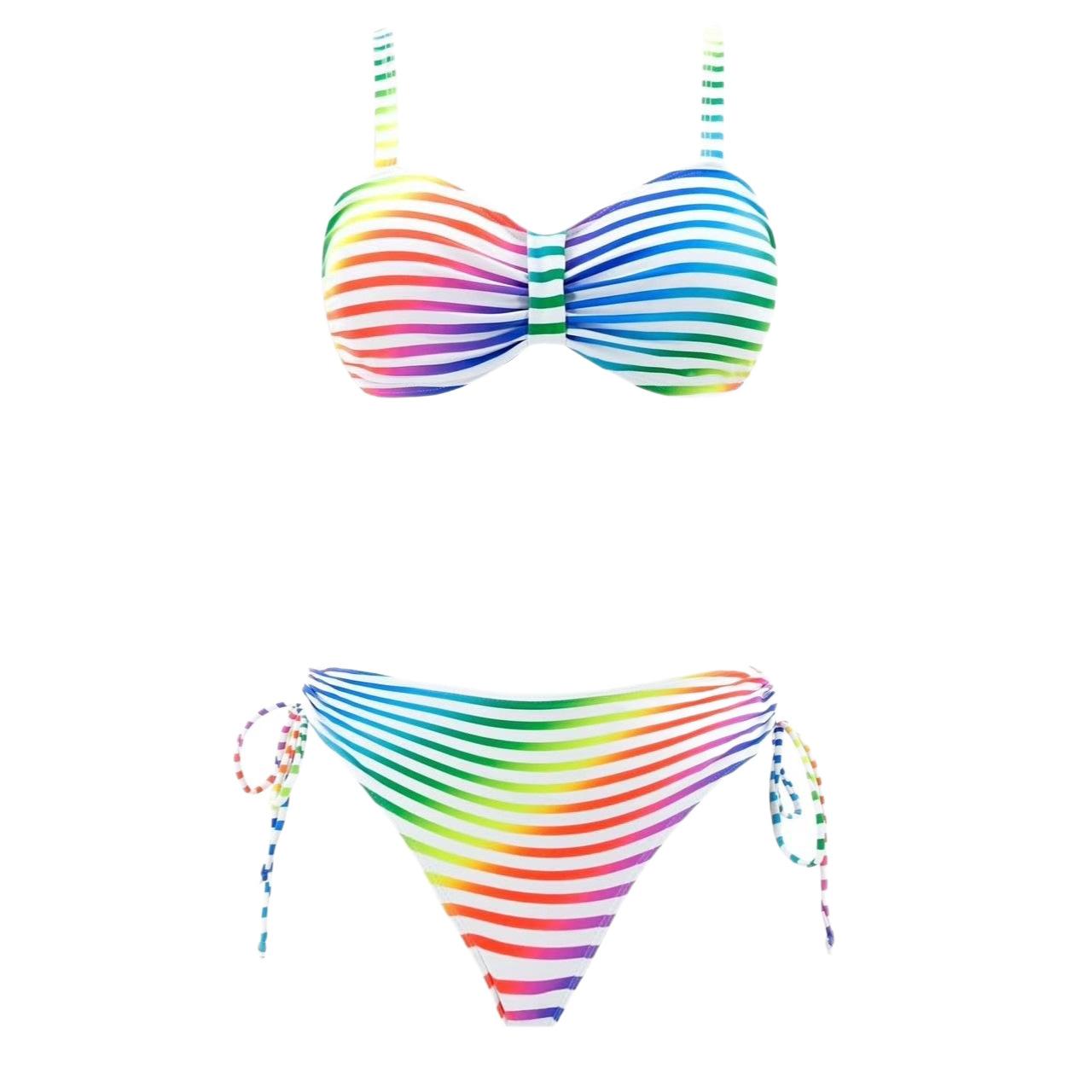 Vibrant Rainbow Stripes Bikini – Summer Beach Ready & Fun!