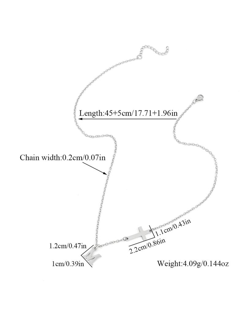 Fashion Initial Necklace for Women, Cross & Letter Pendant Necklace, Stainless Steel Jewelry for Party, Daily Decor, Trendy All-match & Exquisite Jewelry for Birthday Gift, Statement Necklace, Non Tarnish Jewelry