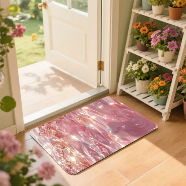 Large Pink Shiny Water Ripples Gaming door mat | Durable Stain-Resistant Indoor Outdoor Area Rug, Washable Front Door Throw Carpet & Dog Pad