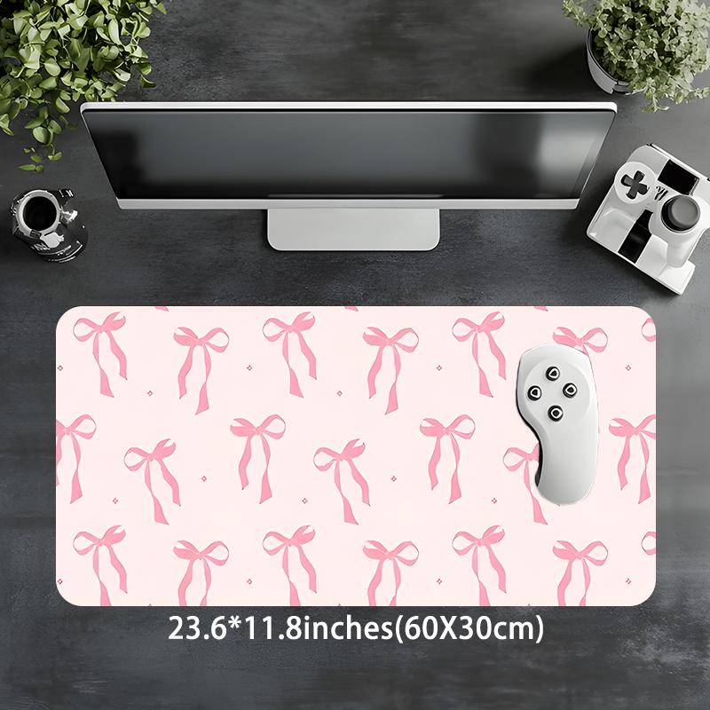 Pink Bows and Stars Pattern Mouse Pad, Rectangle Gaming Mouse Pad, Non-slip Rubber Pad, Desk Decorative Mouse Mat for Home Office, Cute Desk Accessories