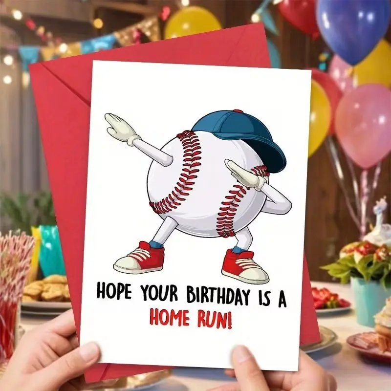 Humorous Baseball Themed Birthday Card, 'hope Your Birthday Is a Home Run' Message, Perfect Gift for Sports Enthusiasts, Includes Envelope