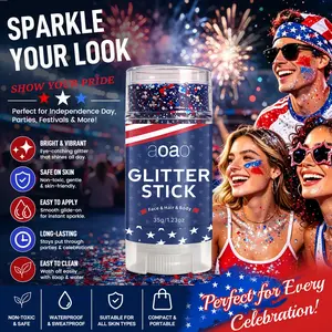 Special Offer July 4th Glitter Stick Blue, Body and Hair Glitter, Perfect for Independence Day Party, Holiday Makeup, Fun Festive Look