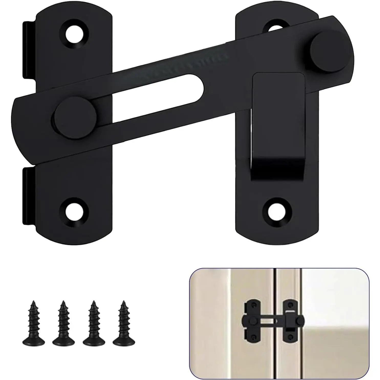 Barn Door Lock- Heavy Duty 180  Flip Sliding Latch Lock with Flip Door Latch & Safety Door Lock, Easy Installation,  for Barn Doors,  Doors, Bathrooms, Sliding Doors & Cabinets