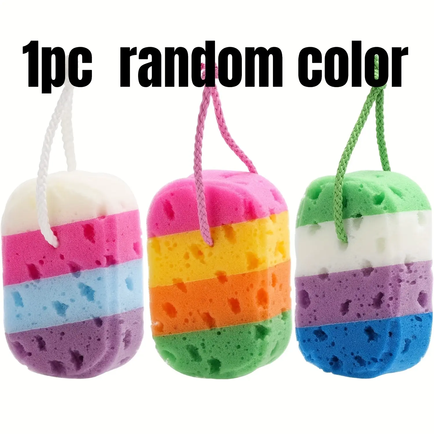 1pc Random Color Striped Exfoliating Bath Ball - Soft Texture Foaming Body Sponge, Gentle Exfoliation for Body & Face, Durable, Easy to Clean, Suitable for Home & Commercial Bathroom Use