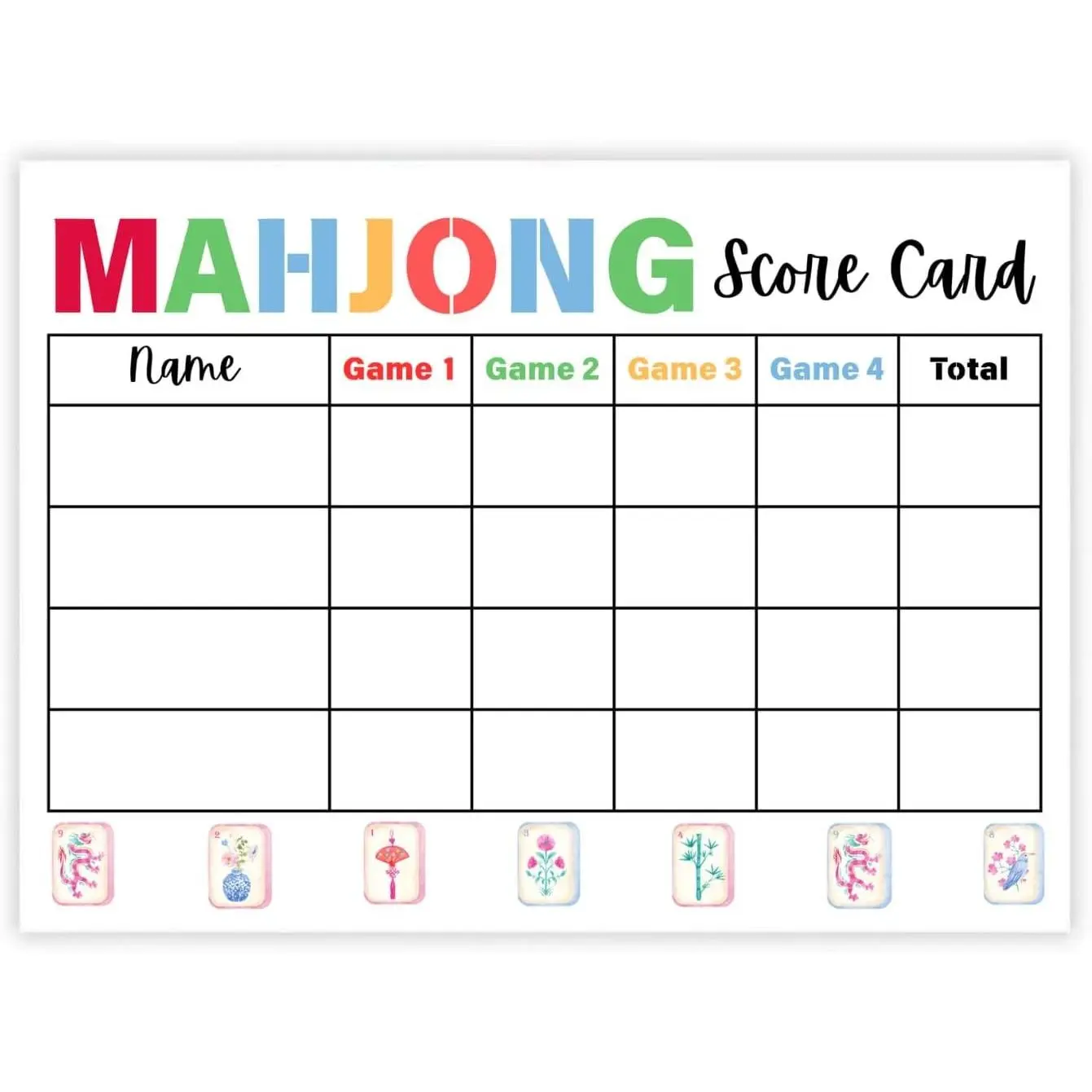 American Mahjong Score Pad 5.8″ × 8.3″ | Mahjong Scorekeeping Notepad & Score Sheets