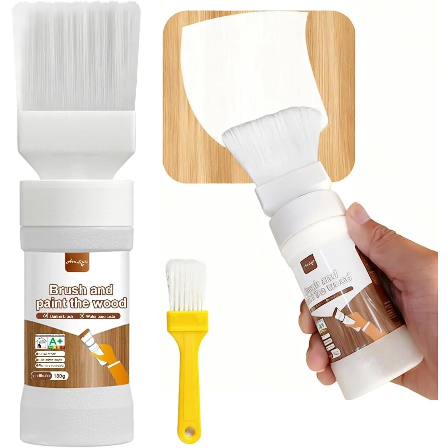 White Touch-Up Paint 6.35oz, Water Based Fast Drying No Sanding Multi Surface for Furniture Cabinets Wood