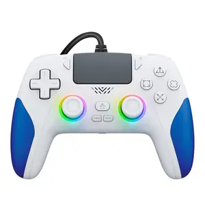 Wired Controller for PS-5/PC, RGB Gaming Controller with Programmable/Remap/Turbo/LED Light Functions, 3.5MM Headphone Jack,  Vibration