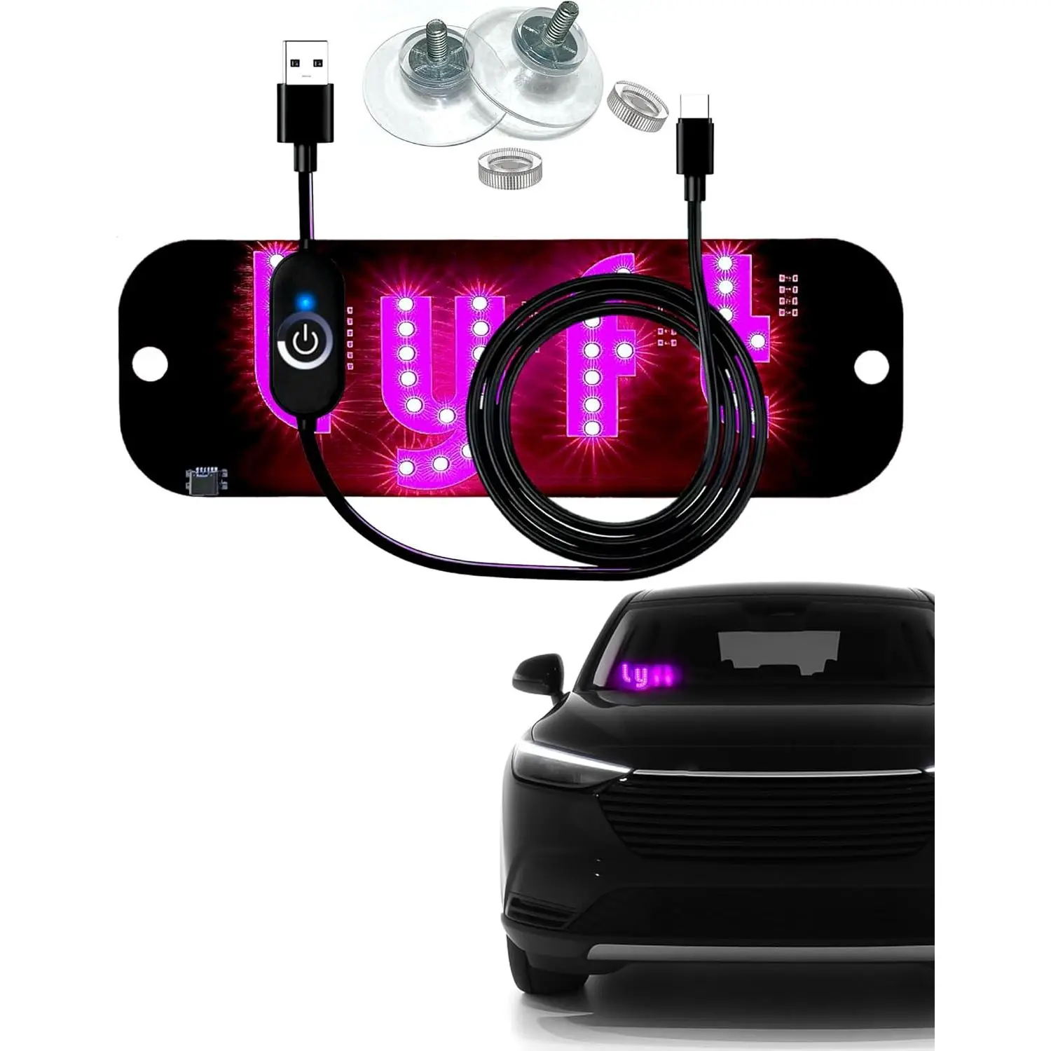 LED Light Sign for  Windshield Lift Amp Signs Gifts for Rideshare Drivers Accessories - Upgraded Connector and Adjustable Brightness ()
