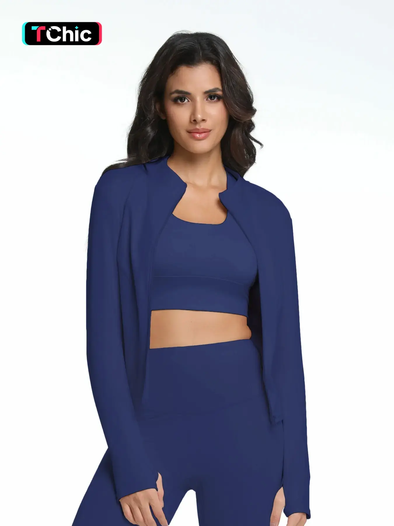 Women's sports jacket, Activewear, Athleisure wear, Sports outerwear, Athletic outerwear, with full zip and thumbholes, for running, yoga, workouts, cycling, Lightweight, figure-flattering long-sleeved fitted fitness wear