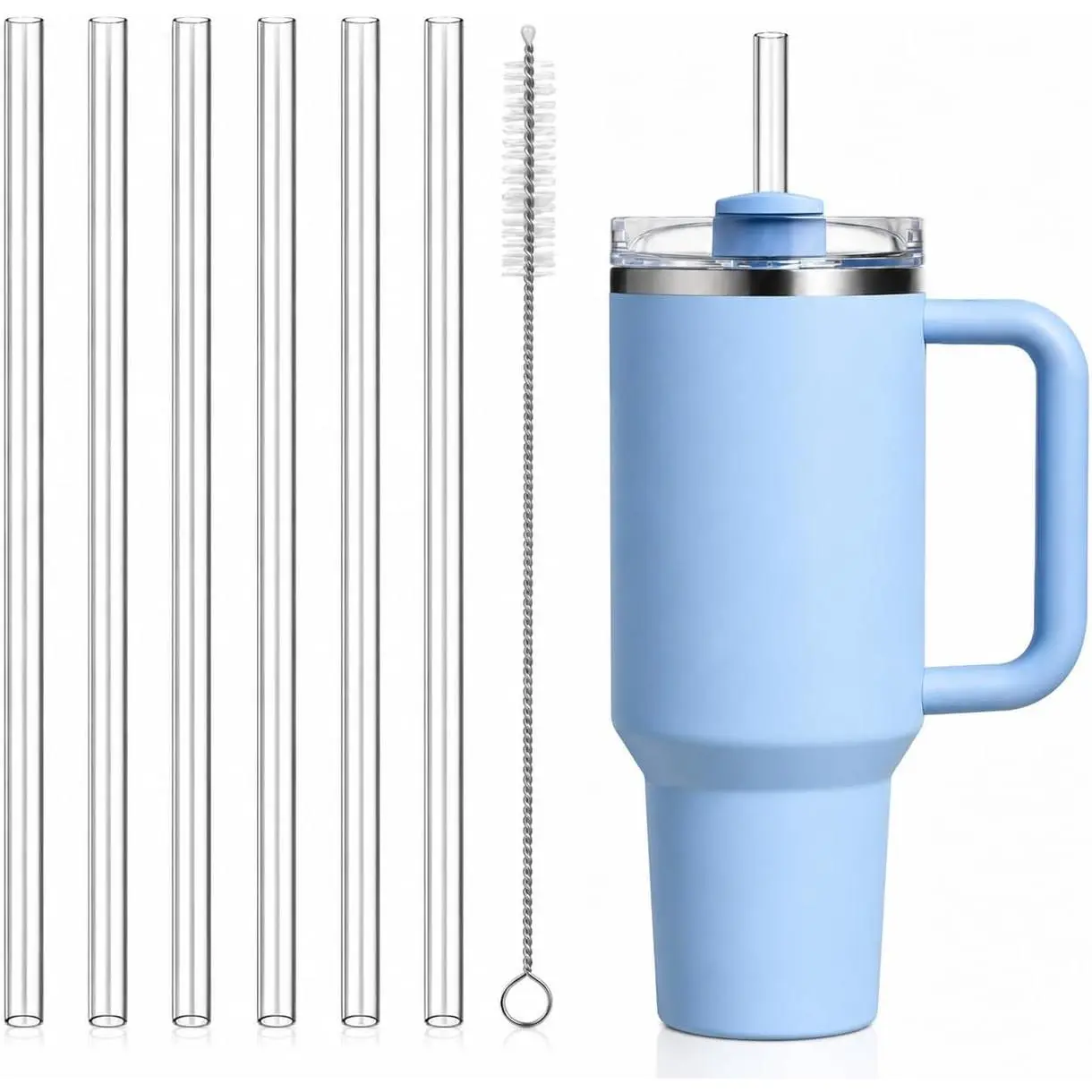 Straw Compatible with 40 oz  Quencher Tumbler, 12 Inch Extra Long  Plastic Straws for 40 Oz Cup, Clear-6 Pack
