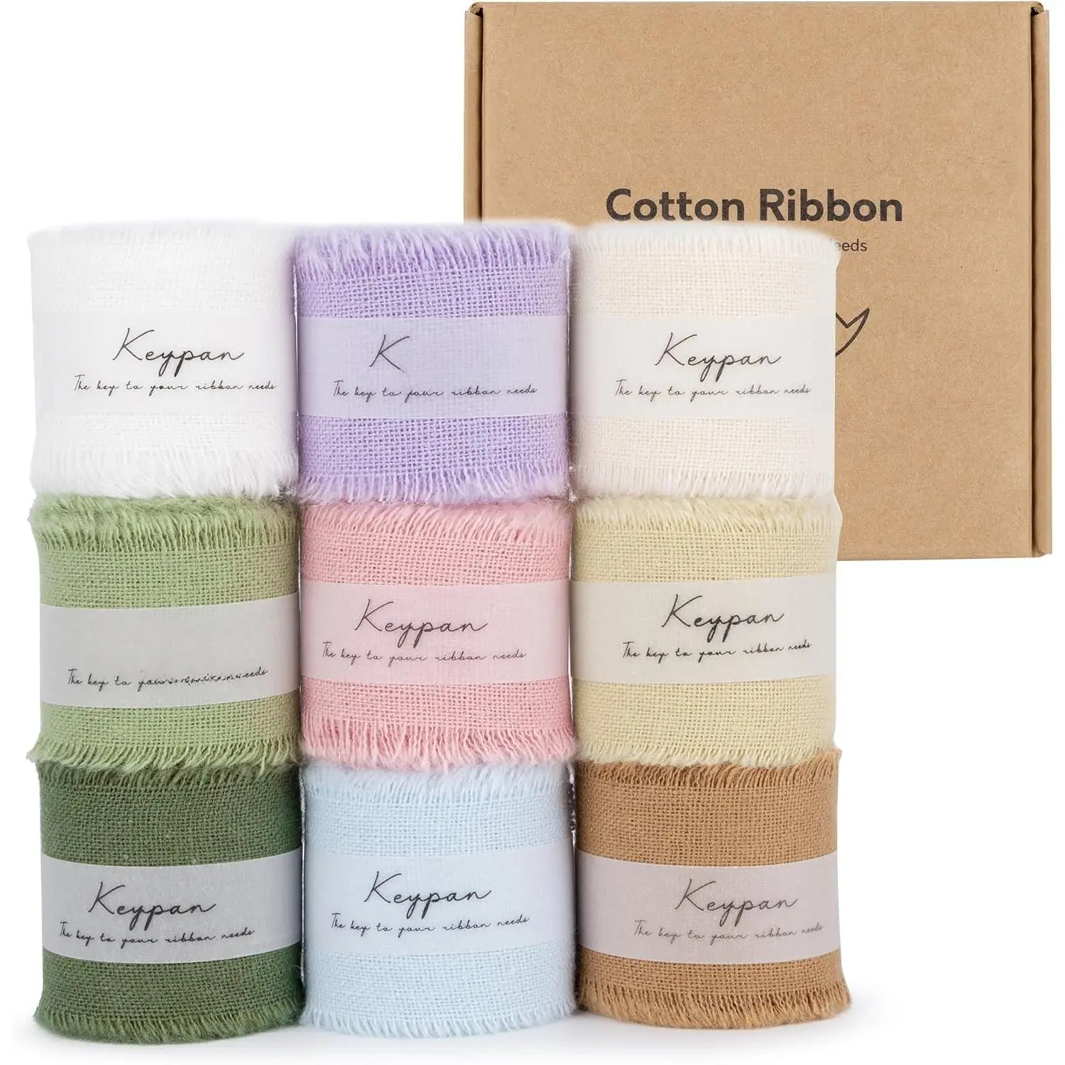Color Frayed  Ribbon Set, 9 Rolls, 1 Inch, 18 Yards , 2 Yards Each