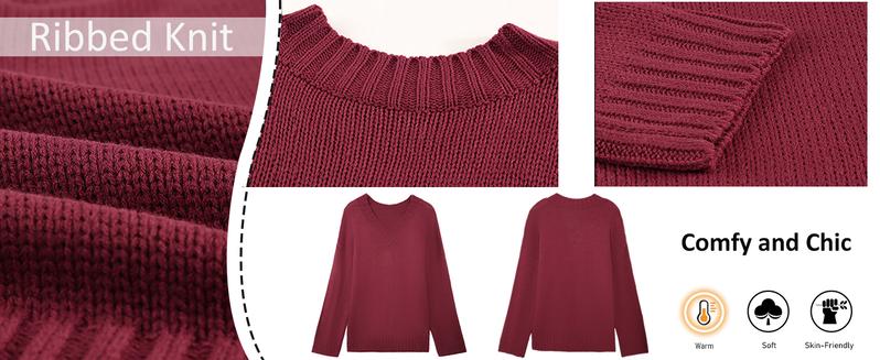 Danedvi Womens Loose Sweaters Sexy V Neck Long Sleeve Solid Knitted Jumper Pullover Sweatshirt Tops