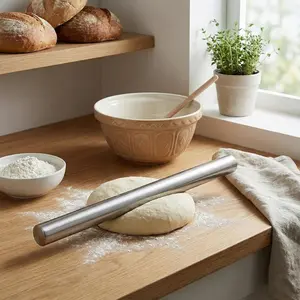 1 durable food grade thick stainless steel baking and rolling pin, a multifunctional kitchen baking and rolling pin tool, suitable for daily household baking and kitchen essentials
