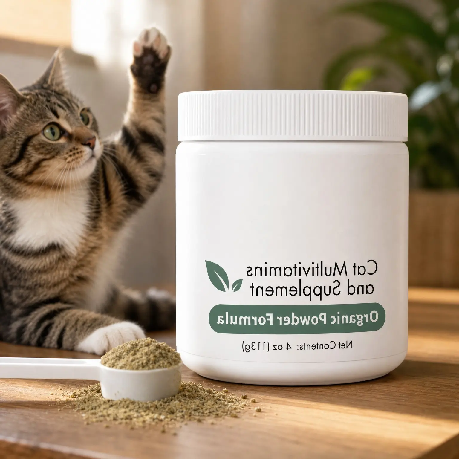 Organic Cat Multivitamin, 4 oz, 37 Scoops, with Prebiotics & Probiotics for Immune Support, Skin & Coat, Digestion, Heart & Joint HealthGift