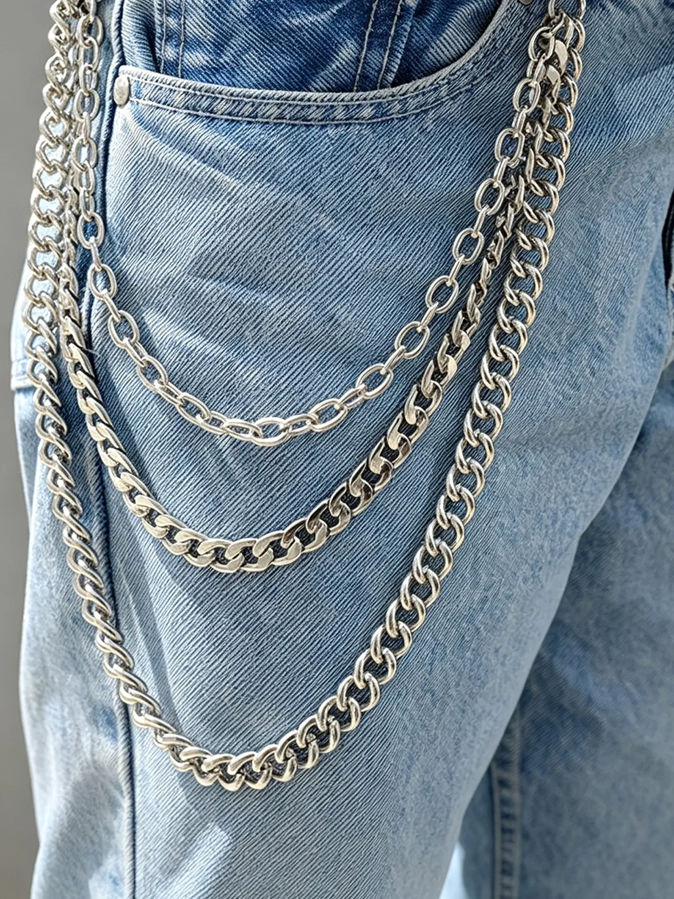 1pc Layered Pants Chain ,Wallet Chain Jeans Chain for Men,Multi-Layer Belt Chain Wallet Chain Pocket Chain for Hip Hop Punk Jeans Chain