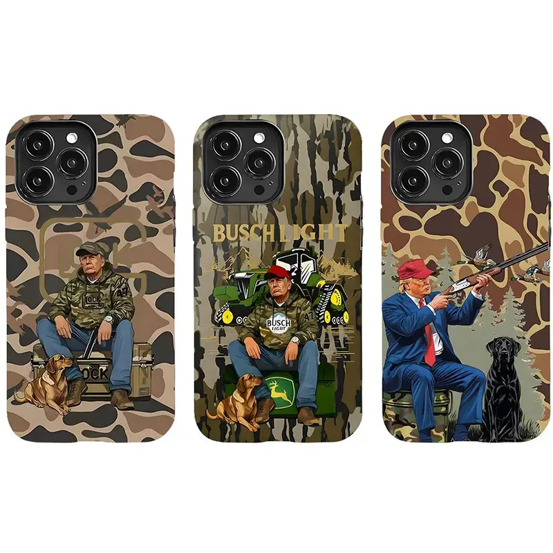 Camouflage Sitka Hunter Trump Phone Case with Retro Waterfowl Pattern, Protective Phone Accessory for iPhone 17/16/15/14/13/12/11 Pro Max/Plus, Samsung Galaxy S23FE/22/23/24/25, Protection, Accessories, Iphone 16