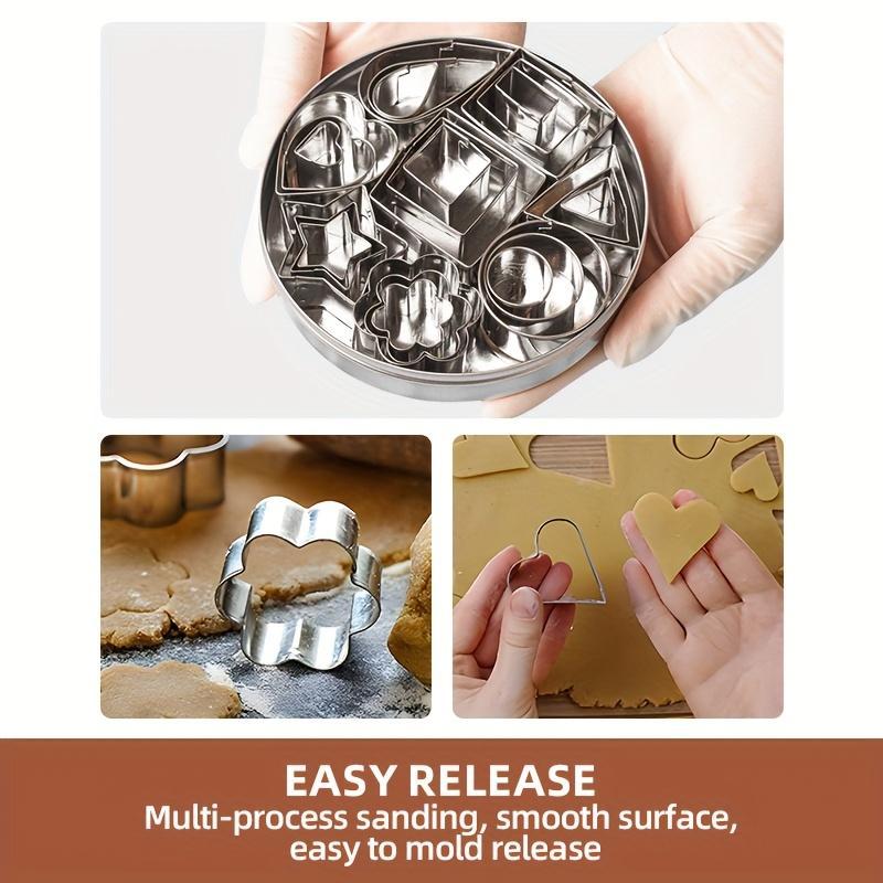 24pcs Geometric Cookie Cutter Set,, Non-Stick, Easy to Clean, DIY Biscuit, Cookie, Cake Decorating Tools, Birthday Themed Baking Accessories