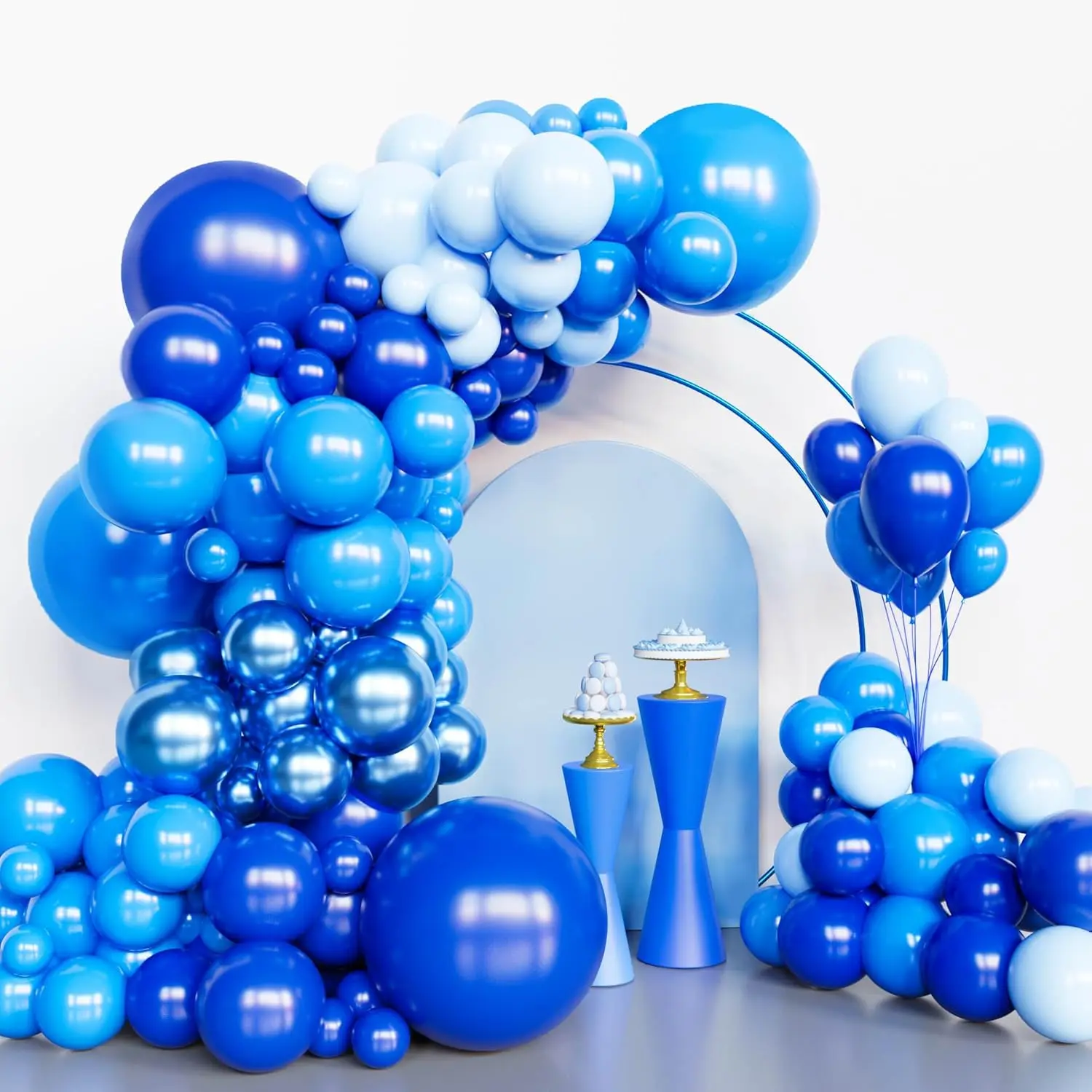Blue Balloon Arch Kit, 134Pcs Royal Blue Party Balloons, 4 Sizes Blue Latex Balloons for Shower,Birthday,Baseball Party Decorations