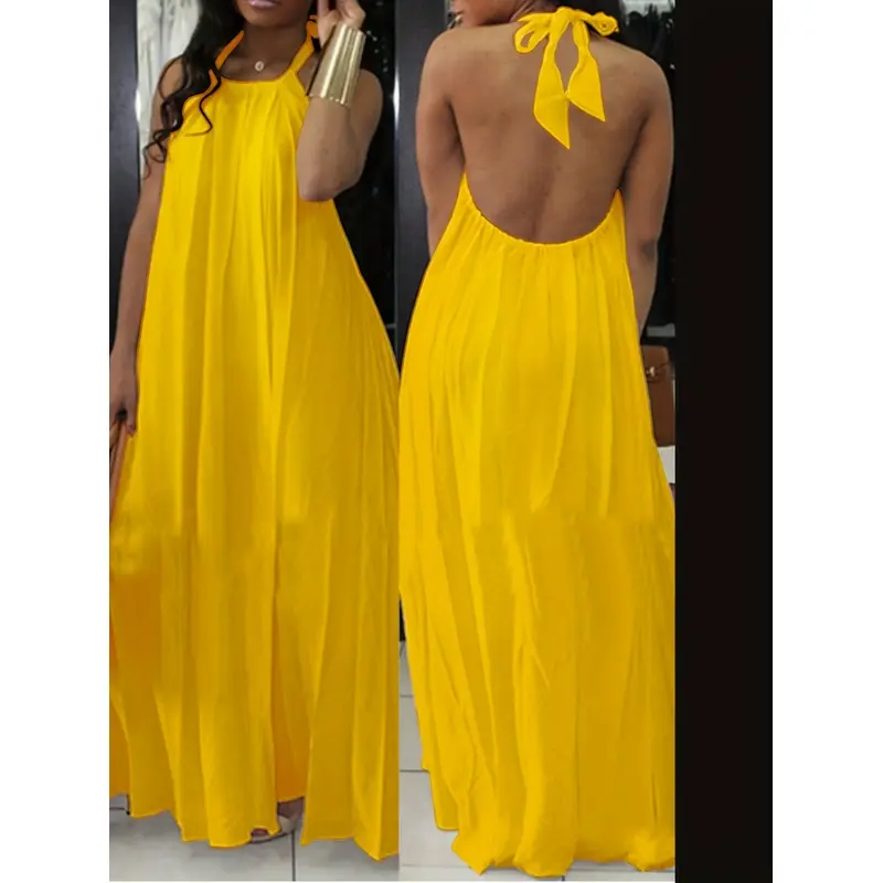 Summer New Halter Neck Strap Long Dress for Women
