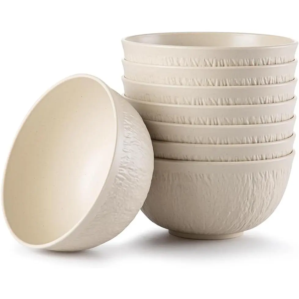 8 count Unbreakable Cereal Bowls Wheat Straw Bowl Sets plastic soup bowls 26oz