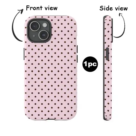 Light pink polka dots, Y2K cool girl 2-in-1 phone, Cellphone cover protector, Smartphone case with durable, shockproof design, compatible with iPhone 17 16 15 14 13 12 11 Pro Max Plus Samsung Galaxy S25 S24 S23 Ultra accessories
