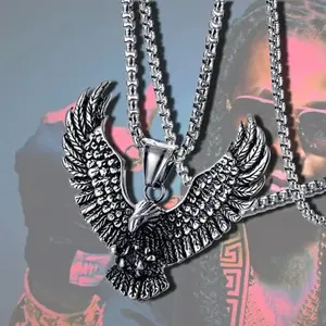 Flying Eagle Pendant Necklace Hip Hop Punk Stainless Steel Chain Men's Jewelry Vintage Rapper Rock Accessories Gift 2025 New
