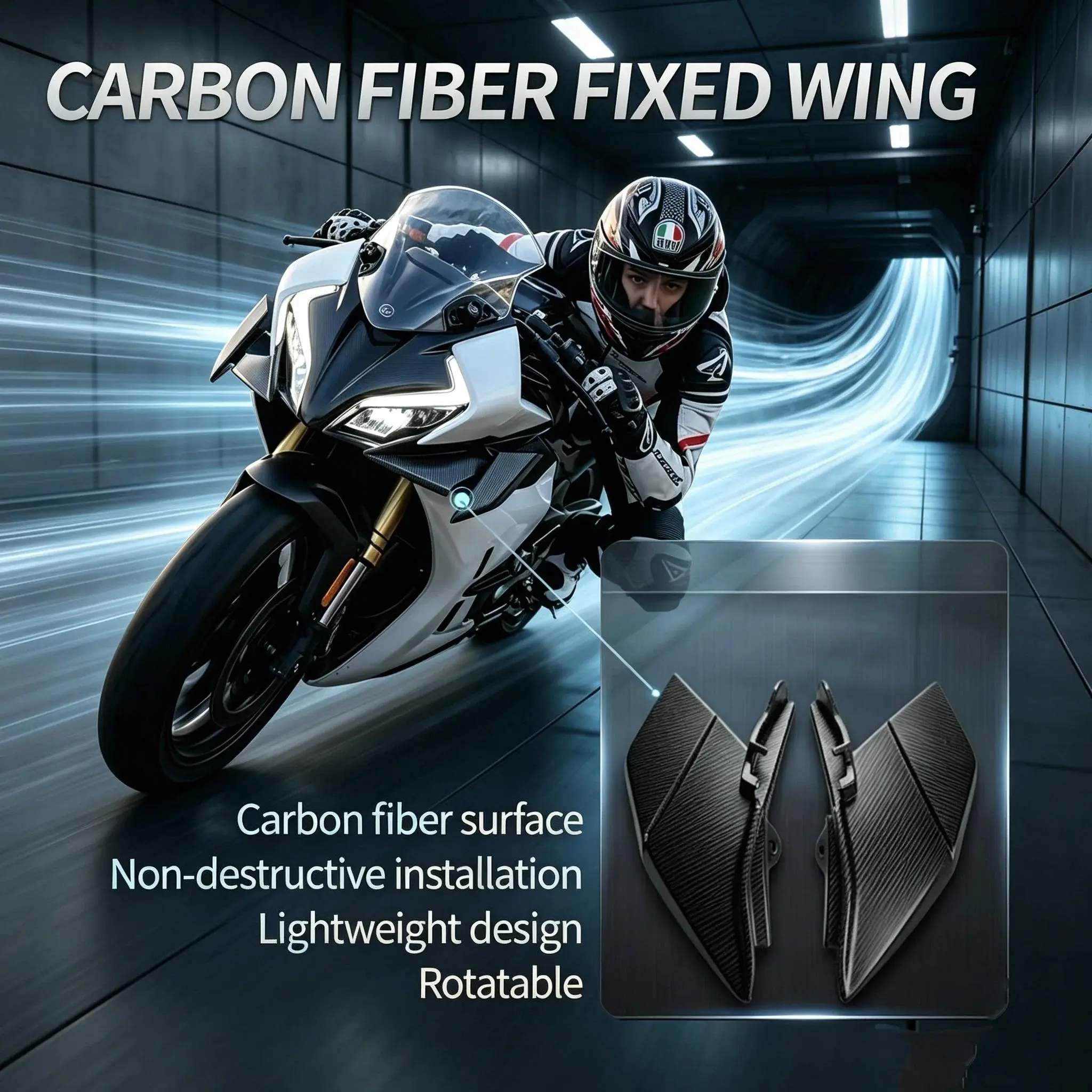 Aerodynamic Rotatable Brake Trigger Wind Winglet, ABS Carbon Fiber Texture Non-destructive Installation for CFMOTO