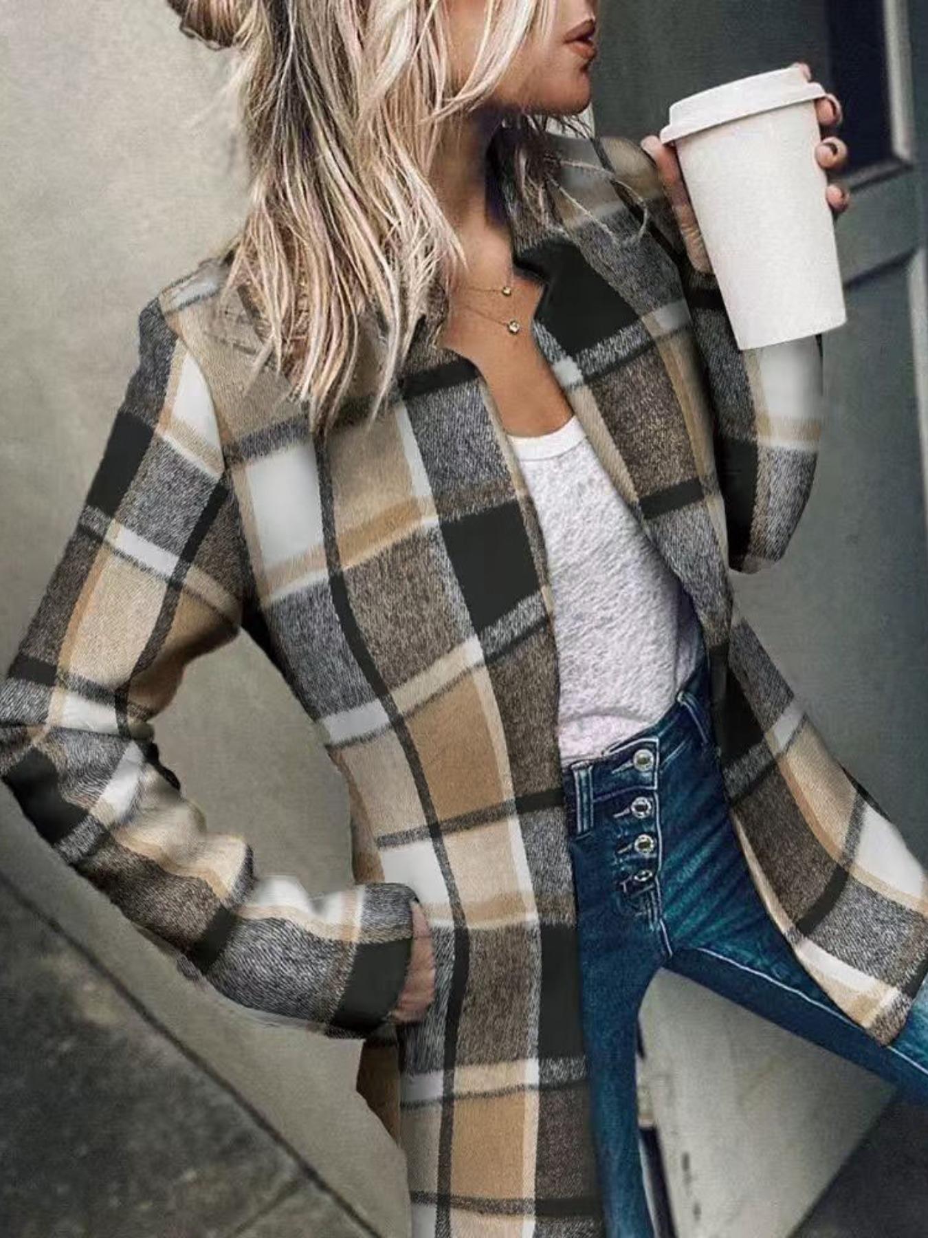 Women's Basic Solid Color Pocket Long Sleeve Open Front Fitted Coat Fabric, Casual Longline Outerwear for Fall & Winter, Ladies Clothes for Daily Wear, Everyday, Womenswear Clothing for Women Women's Basic Solid Color Pocket Long Sleeve Open Front Fitted Coat Fabric, Casual Longline Outerwear for Fall & Winter, Ladies Clothes for Daily Wear, Everyday, Womenswear Clothing for Women
