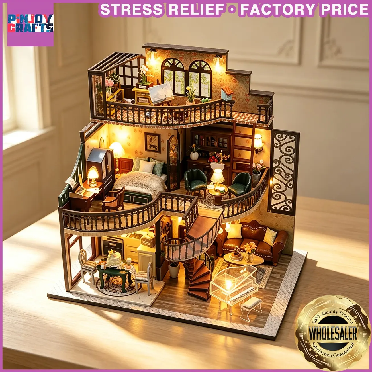 Creative Home Decor DIY Wooden House Kit, Handmade 3D Miniature Model Toy, Perfect Gift for All Ages, Craft Enthusiasts and Collectors
