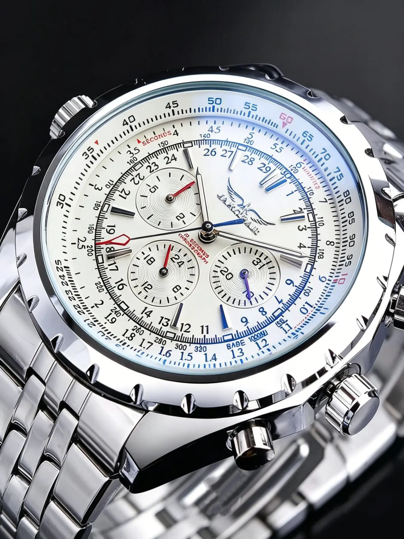 Military Style Large Dial Men's Mechanical Wristwatches, Luxury Multi-Function Analog Watch, Stainless Steel Wristwatch, Business Fashion, Party Watch, Birthday Gift