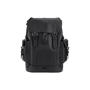 COACH Hudson 26 Logo-Embossed Pebbled Leather Backpack with Flip-Top and Drawstring Closure – Men’s Medium Black