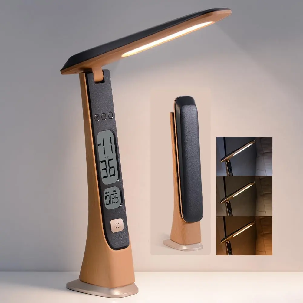 Rechargeable Lamps Cordless Table Lamp, Foldable Portable Desk Lamp - LED Battery Operated Lights with Stepless Brightness&Time Display for Office Lamp, Book Lights, College Dorm EssentialsGift.
