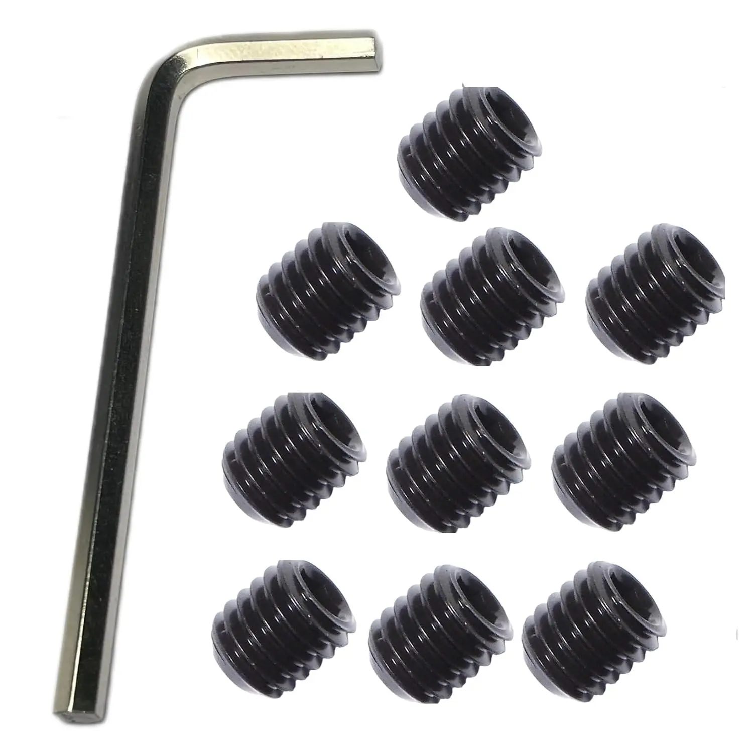 10 count Set Screws 7/16-14 x 3/8 inch 304 Stainless Steel Allen  Hex Socket Set Screws Grub Hex  Sockets with 7/32 Allen Wrench.(3/8" Length)