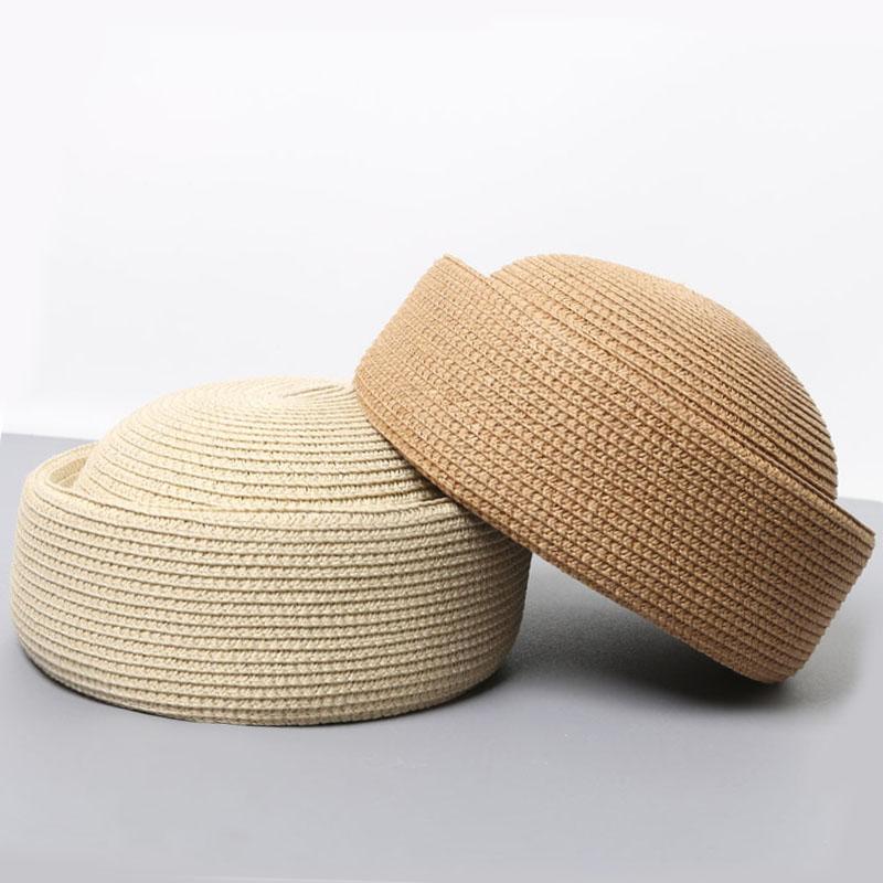 2026 New Summer Japanese Retro Artistic Painter Berets Pillbox Hat Woven Paper Straw Sun Hats Women Circle Concave Top Straw Hat