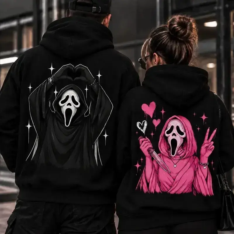 Halloween Hot Picks: Skull Couple Hoodies, Unisex, the Perfect Anniversary Gift.