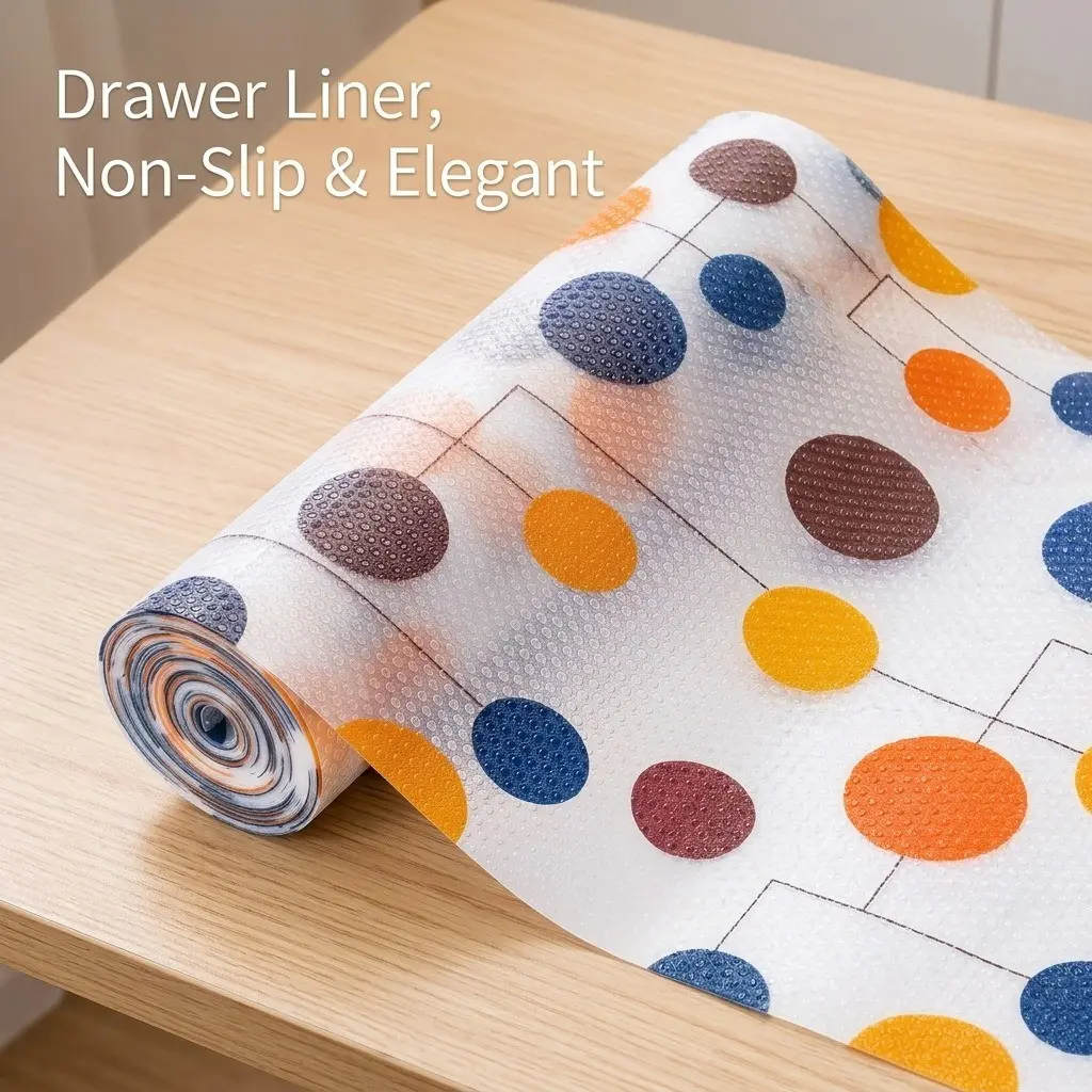 Colorful Geometric Dot Print Eva Drawer Pad, Transparent Convex No Glue Anti-Slip Waterproof Oil-Resistant Mold-Proof, Customizable Home Decor Protection Mat