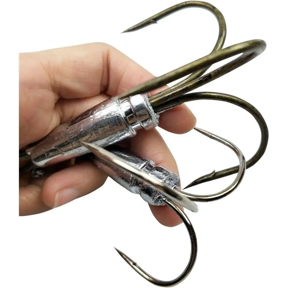 Weighted Treble Snagging Hooks 2pcs/Pack 5 Sizes Fishing Hooks with Weights 0.7oz 1.1oz 1.6oz 2.1oz 2.8oz
