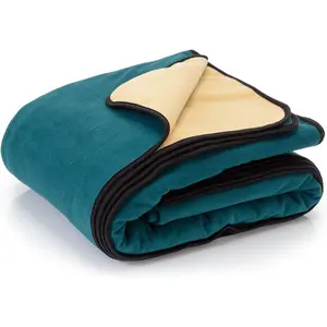 Blanket Large - Soft and Cozy Leakproof  Throw Blanket Against Accidents, Water Proof & Stain Resistant Easy to Clean Throw Blanket Cover, Reversible Blue/Beige 80"x90"